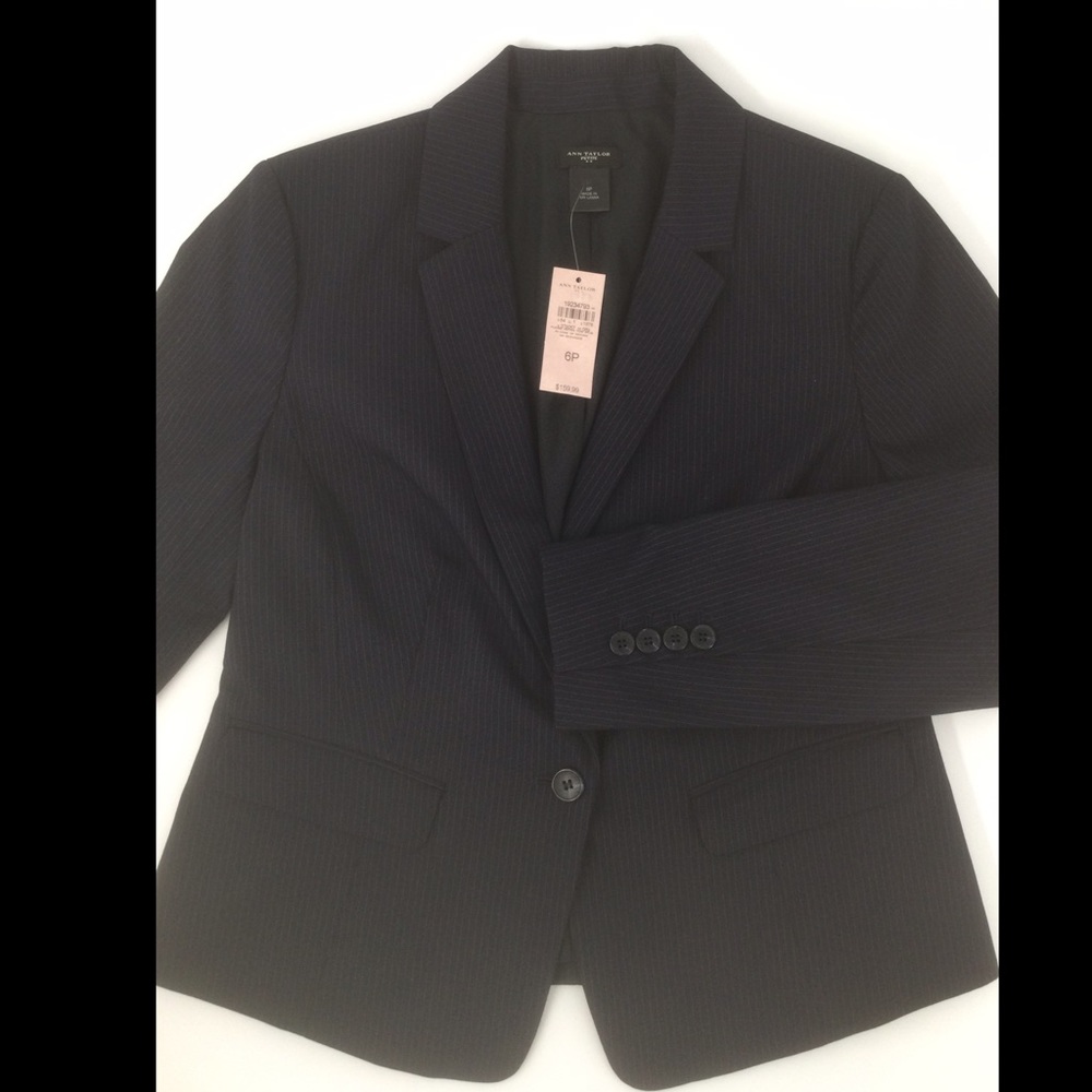 Ann Taylor 6P Blue Pin Stripe Lined Jacket